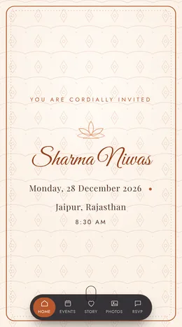 Angan housewarming invitation website template