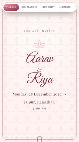 Anguthi engagement invitation website template