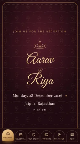 Bordeaux Parda reception only invitation website template