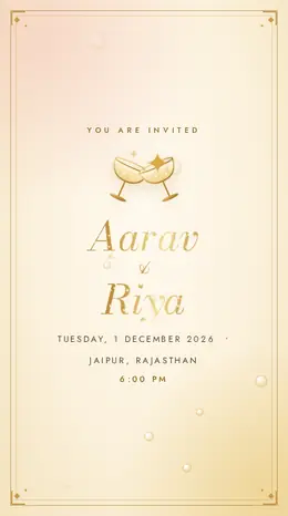 Champagne Fizz wedding invitation