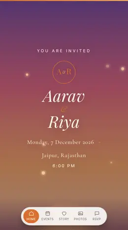 Golden Hour wedding invitation website template