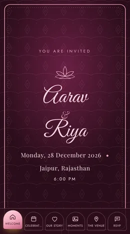 Gulkand Mahal engagement invitation website template