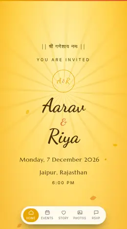 Haldi Sunrise wedding invitation website template