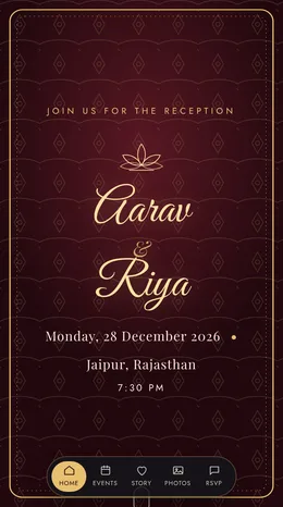 Jashn-e-Shaam reception only invitation website template