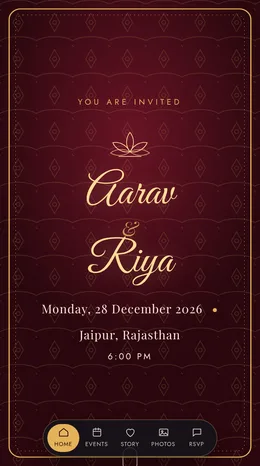 Kangan engagement invitation website on a phone