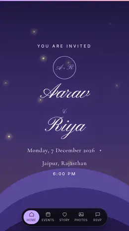 Lavender Dusk wedding invitation website template