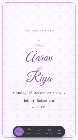 Pastel Vachan engagement invitation website template
