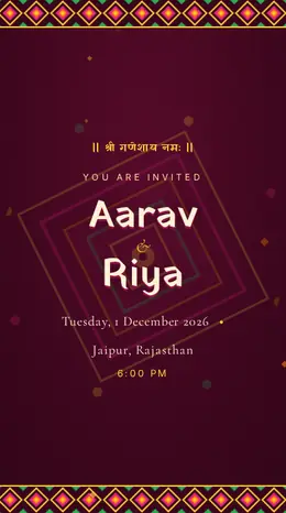 Phulkari Punjab wedding invitation