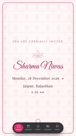 Rangoli Angan housewarming invitation website template