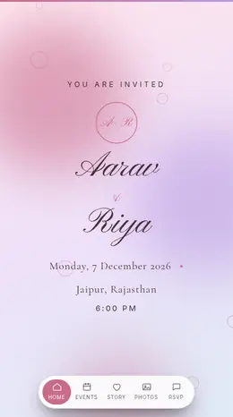 Rose Quartz Dawn wedding invitation website template