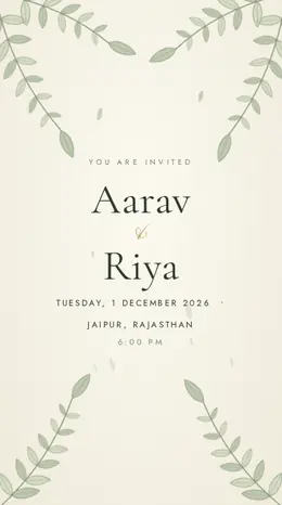 Sage Botanica wedding invitation