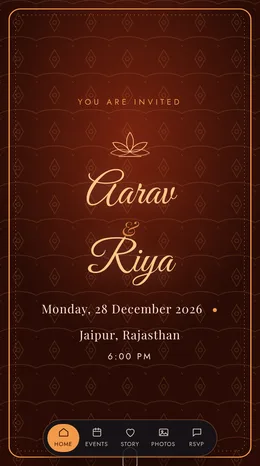 Sindoori Shaam engagement invitation website template