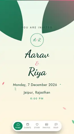 Tropical Palms wedding invitation website template